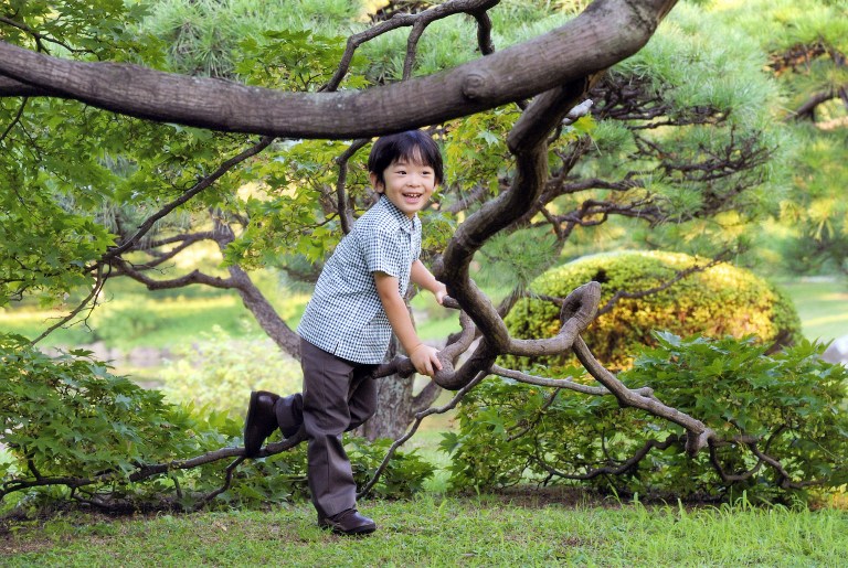 Hisahito cũng thích nô đùa ngoài trời và đạp xe như bao đứa trẻ khác.